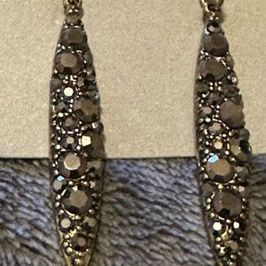 ESSENTIALS Brand NEW BLACK crystals on 1/4”wide x 1 3/4” long Dangle Earring